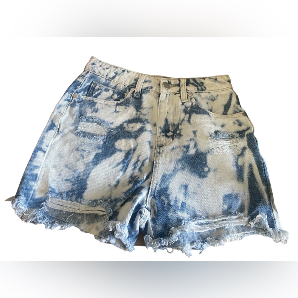 Nordstrom BP Denim Jean Shorts Cut Offs Size 26 Summer Bleach Tie Dye High Rise